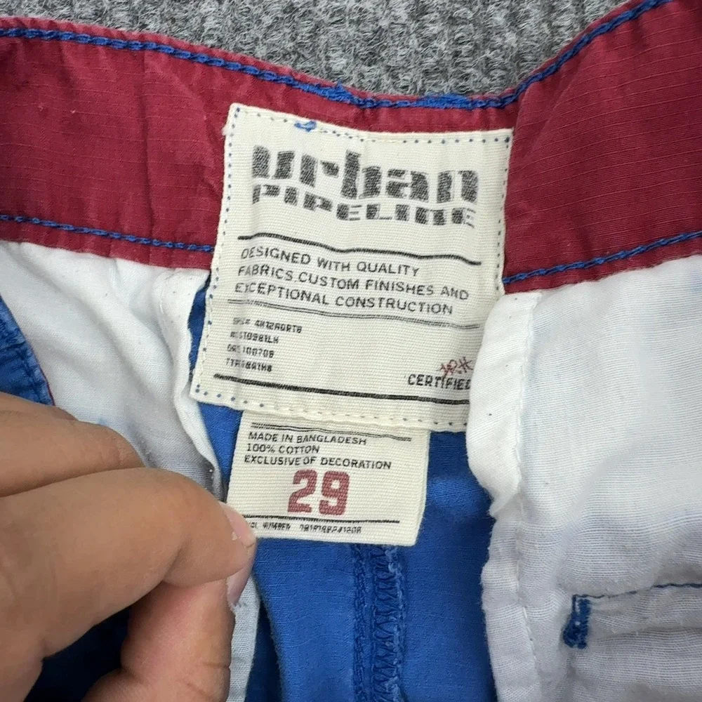 Urban Pipeline Cargo Shorts Mens 29‎ Blue Cotton Ripstop Pockets Casual Skate